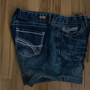 Red Camel Dark Denim Folded Hem Women's Jean Shorts